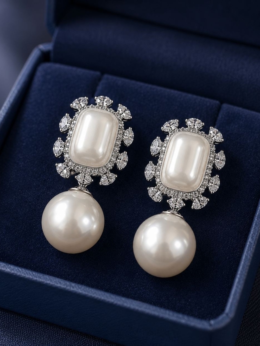 Silver-Tone Pearl Drop Earrings